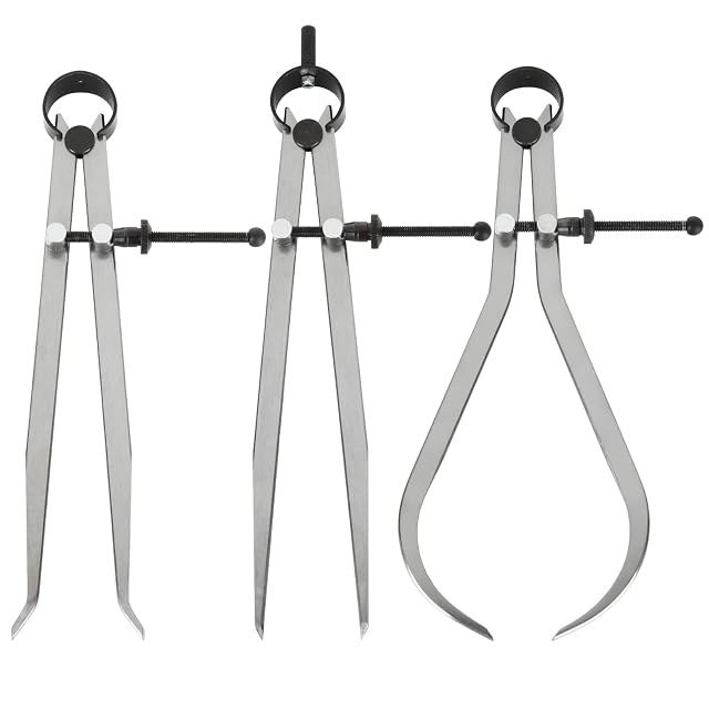 Acrux7 spring calipers and divider set, three pieces, product photograph