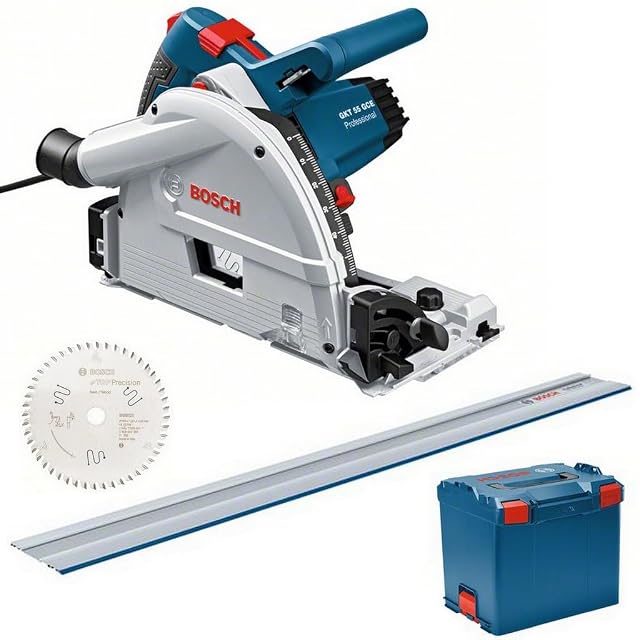 Bosch Professional GKT 55 GCE plunge saw with FSN 1400 guide rail, product photograph