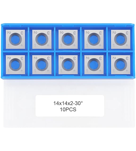 Ten square carbide inserts for woodworking tools, product photograph