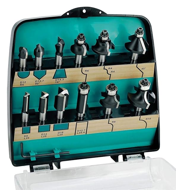 ENT twelve-piece carbide router bit set, product photograph