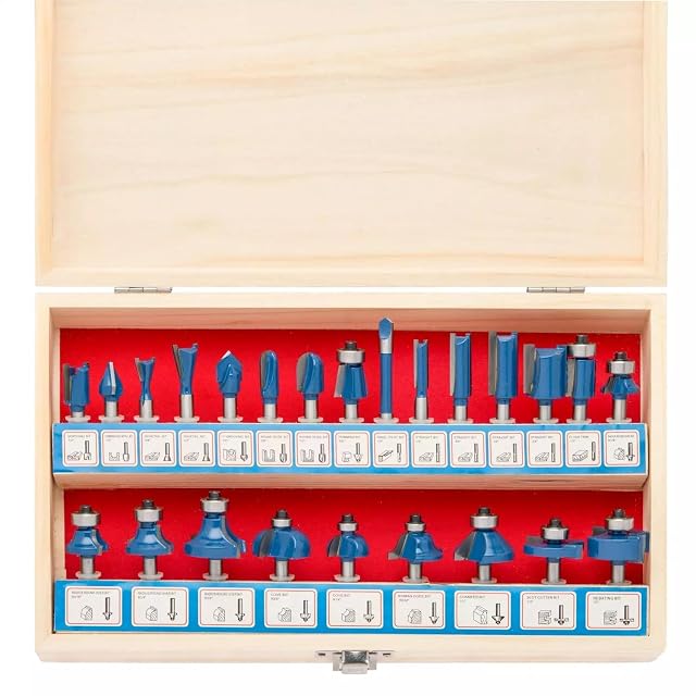 Hiltex 10108 twenty-four piece tungsten carbide router bit set, product photograph