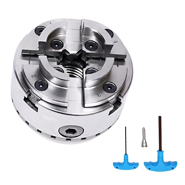 Four-jaw self-centering wood lathe chuck, product photograph