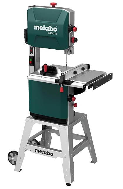 Metabo BAS 318 Precision DNB bandsaw with stand, product photograph
