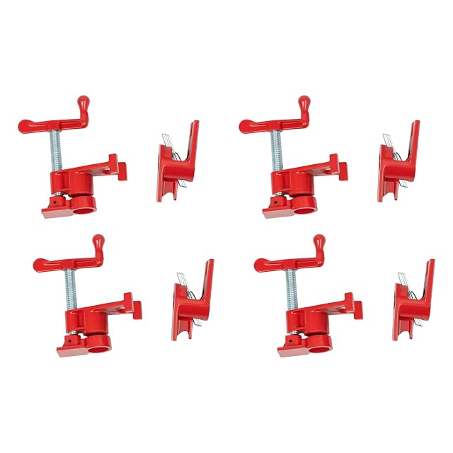 Set of four pipe clamp fittings, product photograph