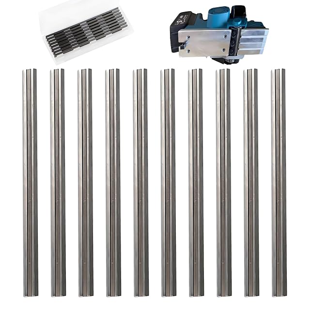 Ten HSS planer blades for a hand-held electric planer, product photograph