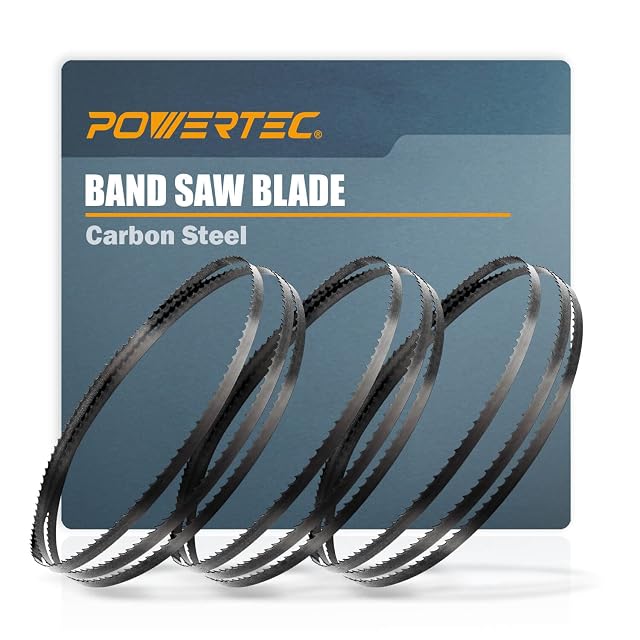 POWERTEC 93-1/2 inch band saw blade assortment, three blades, product photograph