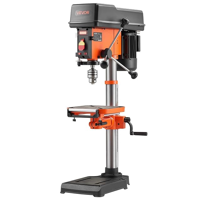 VEVOR 1216BVS 12 inch benchtop drill press with laser and work light, product photograph