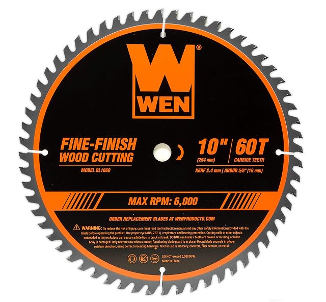WEN BL1060 10 inch 60 tooth carbide tipped saw blade, product photograph