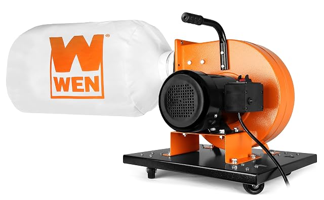 WEN DC3474 dust collector with 15 gallon bag and mobile base, product photograph